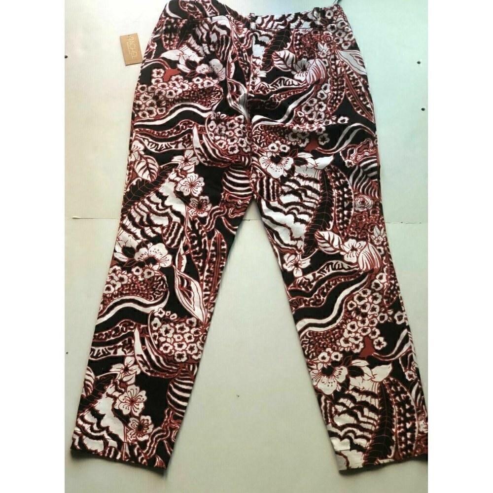Rachel Roy Black Printed Casual Cropped Pants 10 - Picture 7 of 8